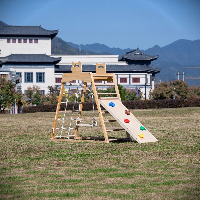 新しい子供用クライミングコンビネーション幼稚園ベビー遊び場屋外屋内コンビネーション大型無垢材クライミングフレーム|undefined