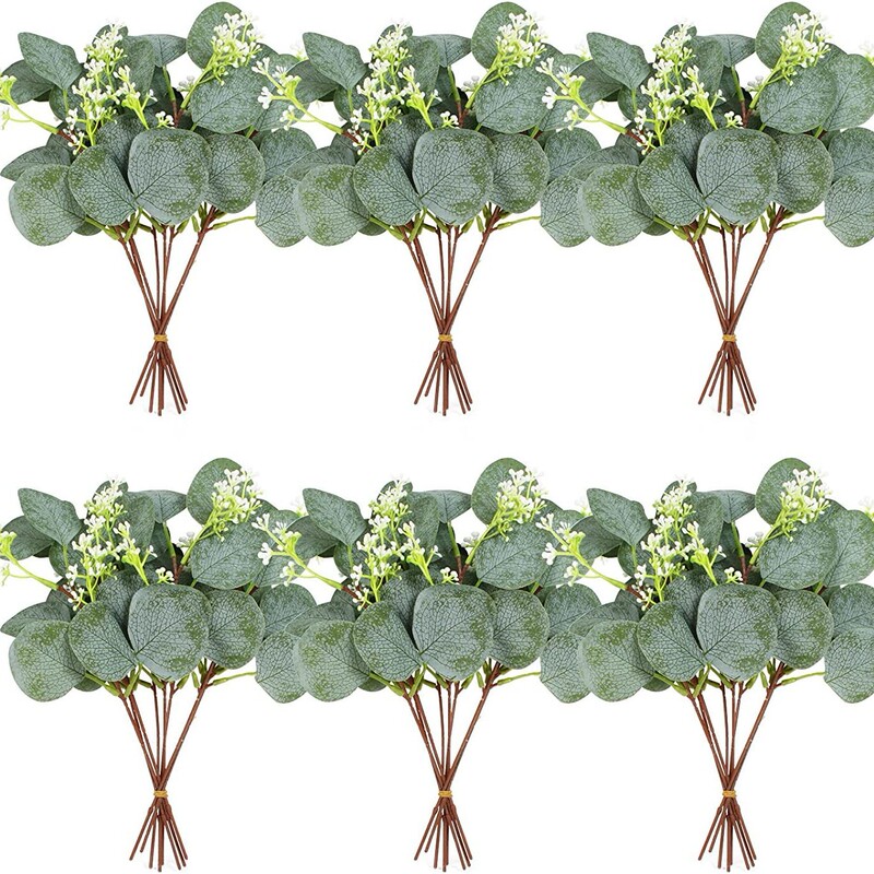 Simulation Eucalyptus leaf cuttings short branches with fruit money leaf DIY single branch Nordic simulation plant wholesale by leaf