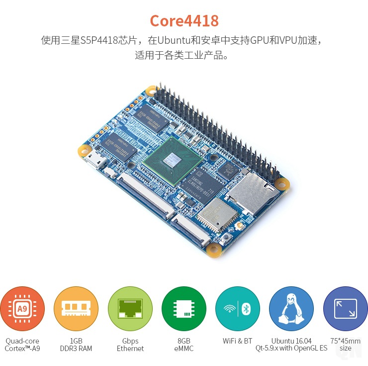 [CORE4418开发板] S5P4418板载WiFi蓝牙千兆以太网支持Lubuntu