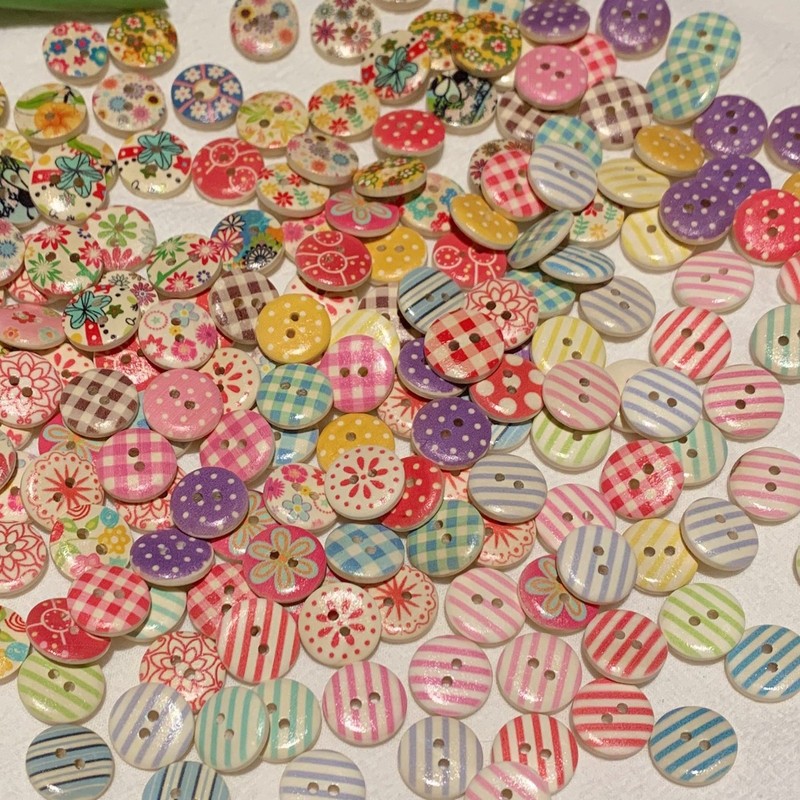 可爱ins风木扣混装手账手工diy作业儿童服装装饰纽扣配件亚马逊|undefined