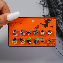 跨境热销万圣节耳钉节日耳饰南瓜头女巫耳钉6对组合万圣套装