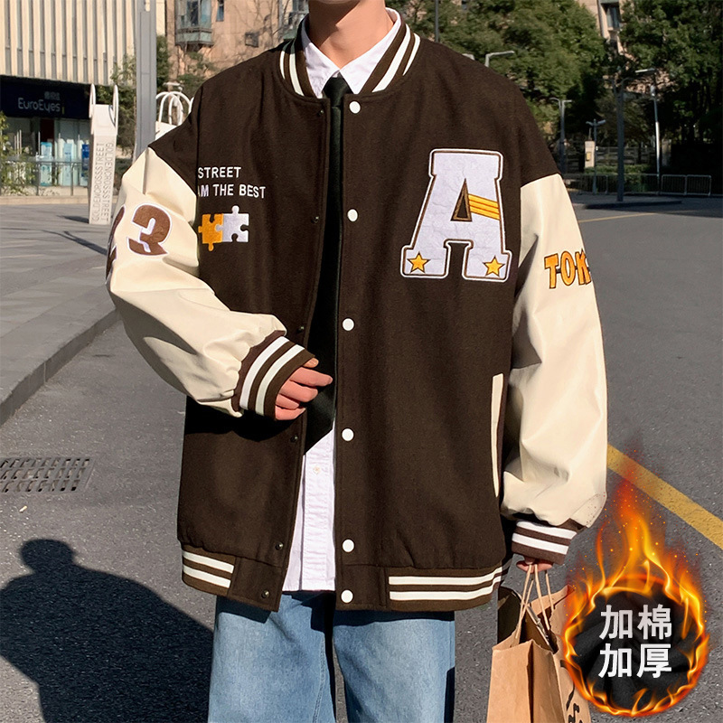 Vintage americano bordado chaqueta de béisbol chaqueta de moda masculina callejera suelta pareja chaqueta casual jh22120 image 4