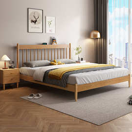 北欧白蜡木实木床现代简约民宿床1.2米次卧床日式双人原木温莎床