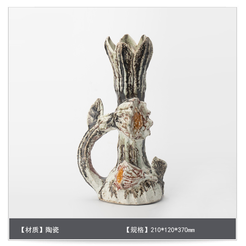 中世スタイルのセラミックフラワー花瓶装飾アートB&Bモデルルームゲストテーブルハイエンドフラワーアレンジメント装飾|undefined