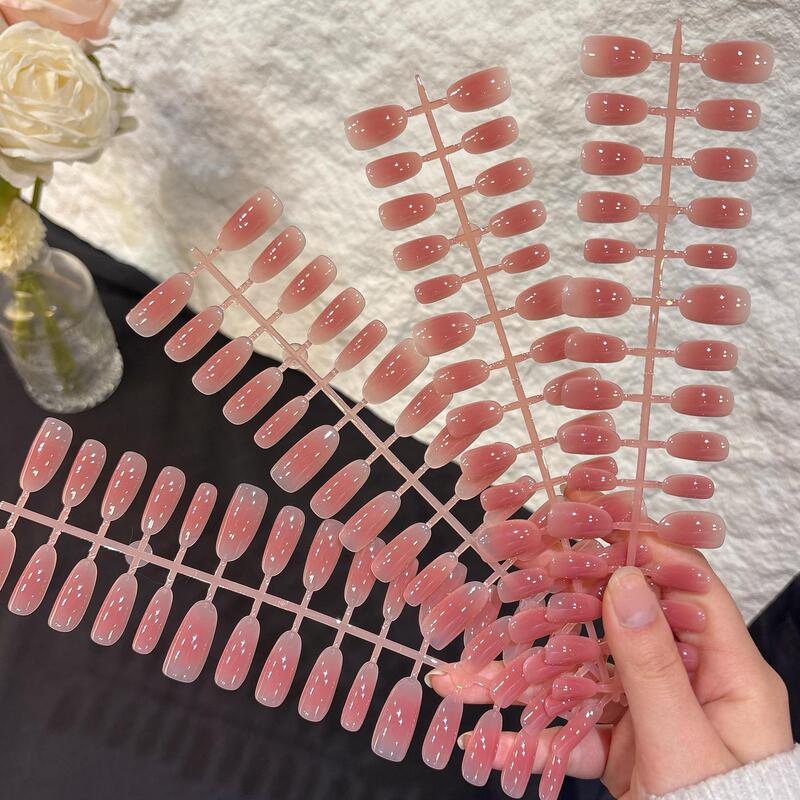 30 Pieces of Simple Nude Red Blush Spray-On Nail Art Wearable Nails Pre-Made Nail Pieces Nail Stickers Nail Polish Gel Finished Product Hot Item