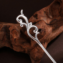 抖音直播款清冷感白铜镀银嫩芽发簪新中式现代盘发簪子简约女发饰