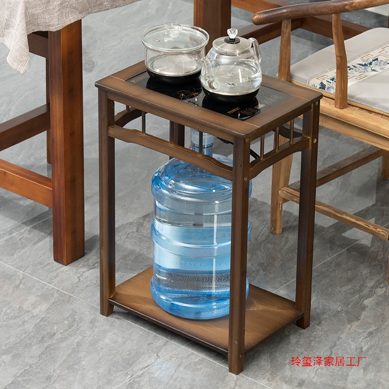 Чайный столик для домашнего использования, небольшой боковой шкаф для чайного столика, чайный бар из цельного дерева, чайный столик с чайником, встроенная подставка для ведра для воды, чайный шкаф.