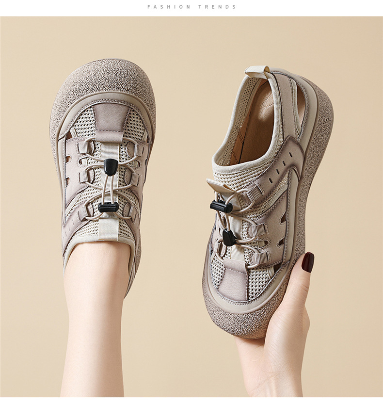 Sandal nữ da thật lỗ thoáng khí đế mềm chống trượt đi biển — 7189 Màu vàng, 7189 màu be chi tiết 10