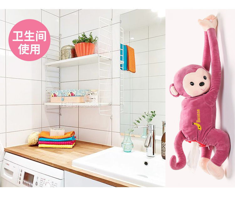 Creative Pipi Monkey Tissue Box Car Accessories Tissue Holder Hanging Car Seat Back Tissue Box Cartoon Cute