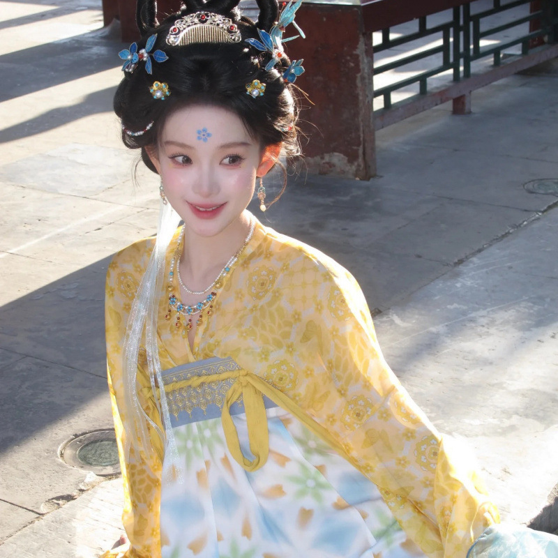新しい漢服刺繍唐王朝胸までの長さの妖精のような日常的な破れたスカート漢服春と夏のスーツ人気の薄いスタイル|undefined