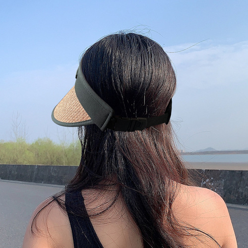 New women's summer adjustable large brim anti-UV sunshade hat outdoor sports plastic sunscreen empty top hat