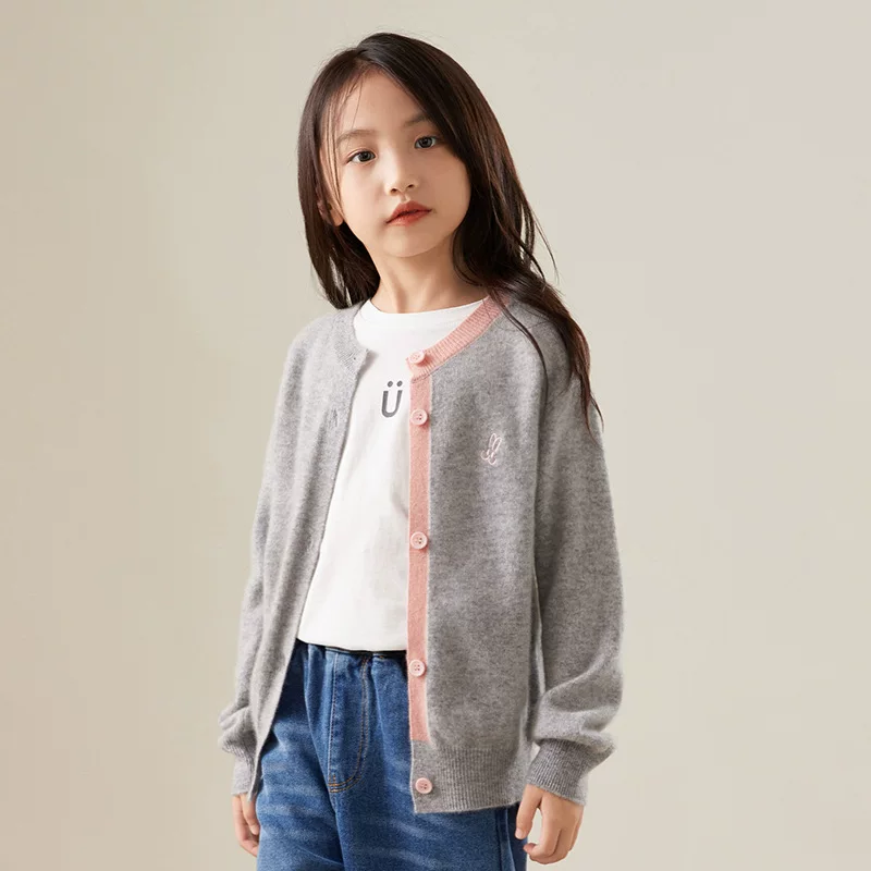Шерстяной кардиган для мальчиков, демисезонный с длинным рукавом, жакет, корейский стиль, детская одежда, круглый ворот