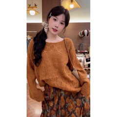韩系高级感轻奢洋气减龄毛衣针织套头上衣时尚慵懒宽松显瘦女上衣