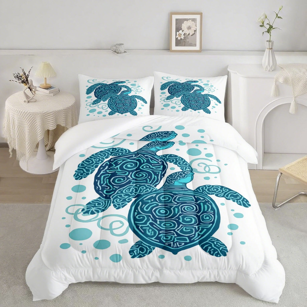 TEMU / JIT transfronterizo animal marino pequeño delfín tortuga impresión digital 3D 180gms colcha almohada set
