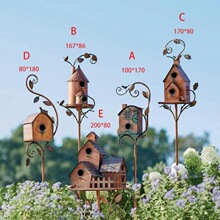 跨境爆款户外鸟屋鸟舍Birdhouse Garden Stakes工艺品摆件现货