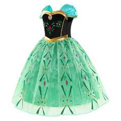 Frozen Princess Dress 2021 Girls' Lace Mesh Suspender Pattern Small Red Flower Double Skirt Dress