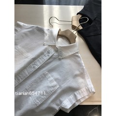 裏地はきれいで透明感があります！ ～リネンコットンゆったり着痩せポロカラーシャツ半袖シャツ夏 G062113