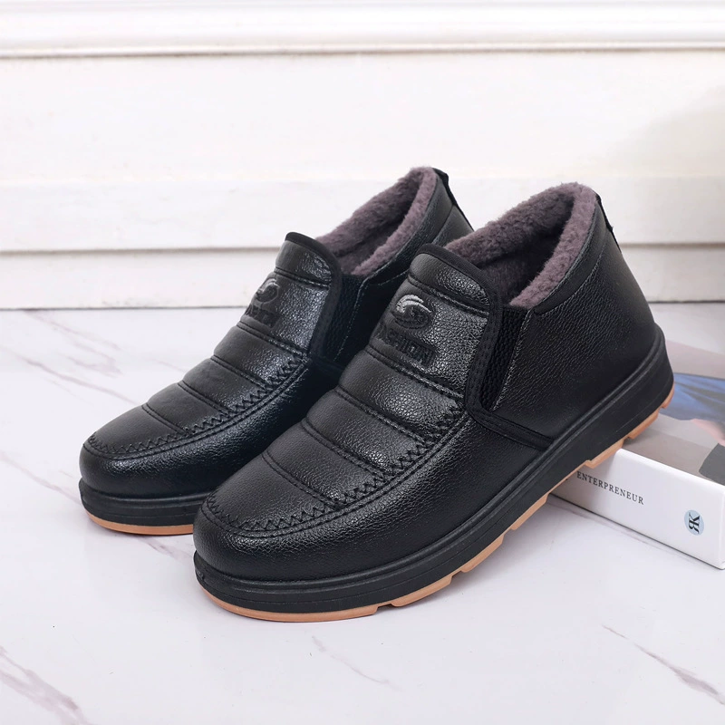 Тканевая обувь Old Beijing, мужские зимние теплые Нескользящие хлопковые ботинки на флисовой подкладке, повседневная непромокаемая мужская хлопковая обувь из искусственной кожи, папа, оптовая продажа