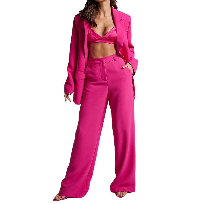 Women's Clothing 2024 Spring New Women's Fashion Temperament Lapel Long Sleeve High Waist Trousers Two piece Set_voghion.com