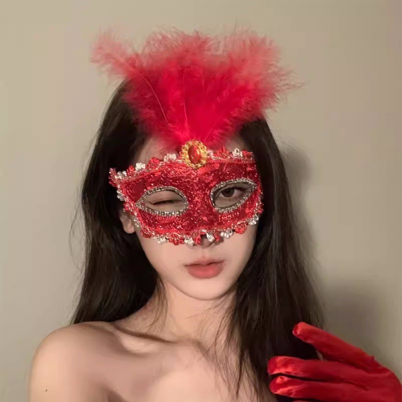 黑色花朵面具假面舞会装扮道具晚会年会半脸面具眼罩化妆之夜面罩|undefined