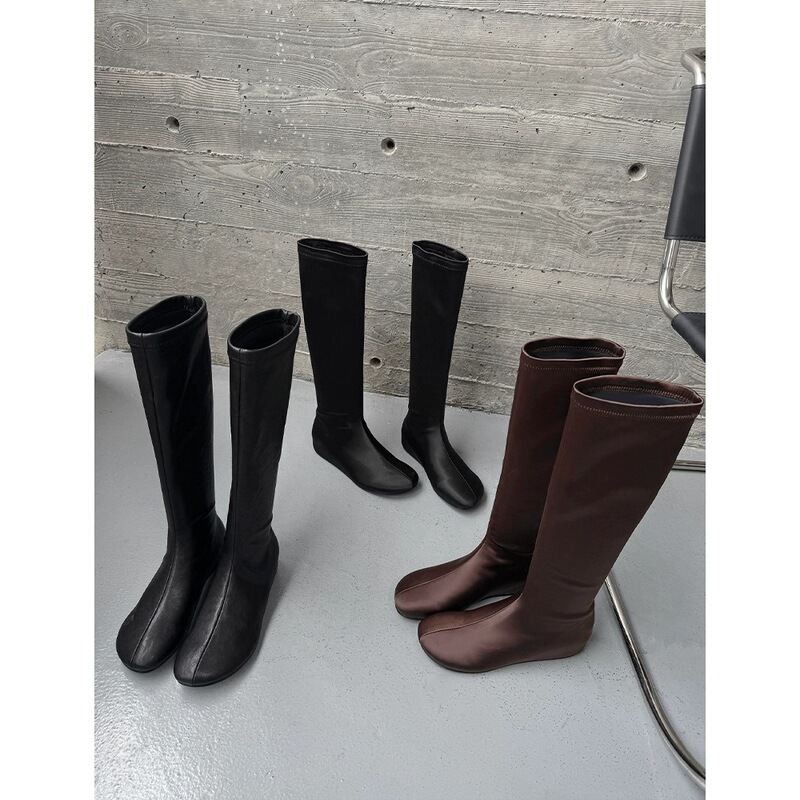 French-Style Round-Toe Internal Height-Increasing Wedge Elastic Slim Boots 2025 Super Popular Stunning Early Autumn High Boots for Women