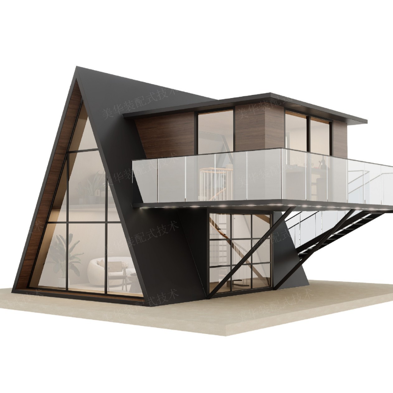 Casa de familia al aire libre, área escénica, campamento, casa de madera triangular, casa del árbol del bosque, ensamblaje móvil, villa de ocio, casa de madera rural