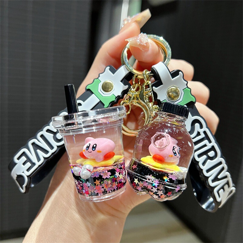 Oil-in acrylic black gold star kabi quicksand bottle keychain cute kabi heart floating pendant gift Oil-in acrylic black gold star kabi quicksand bottle keychain cute kabi heart floating pendant gift