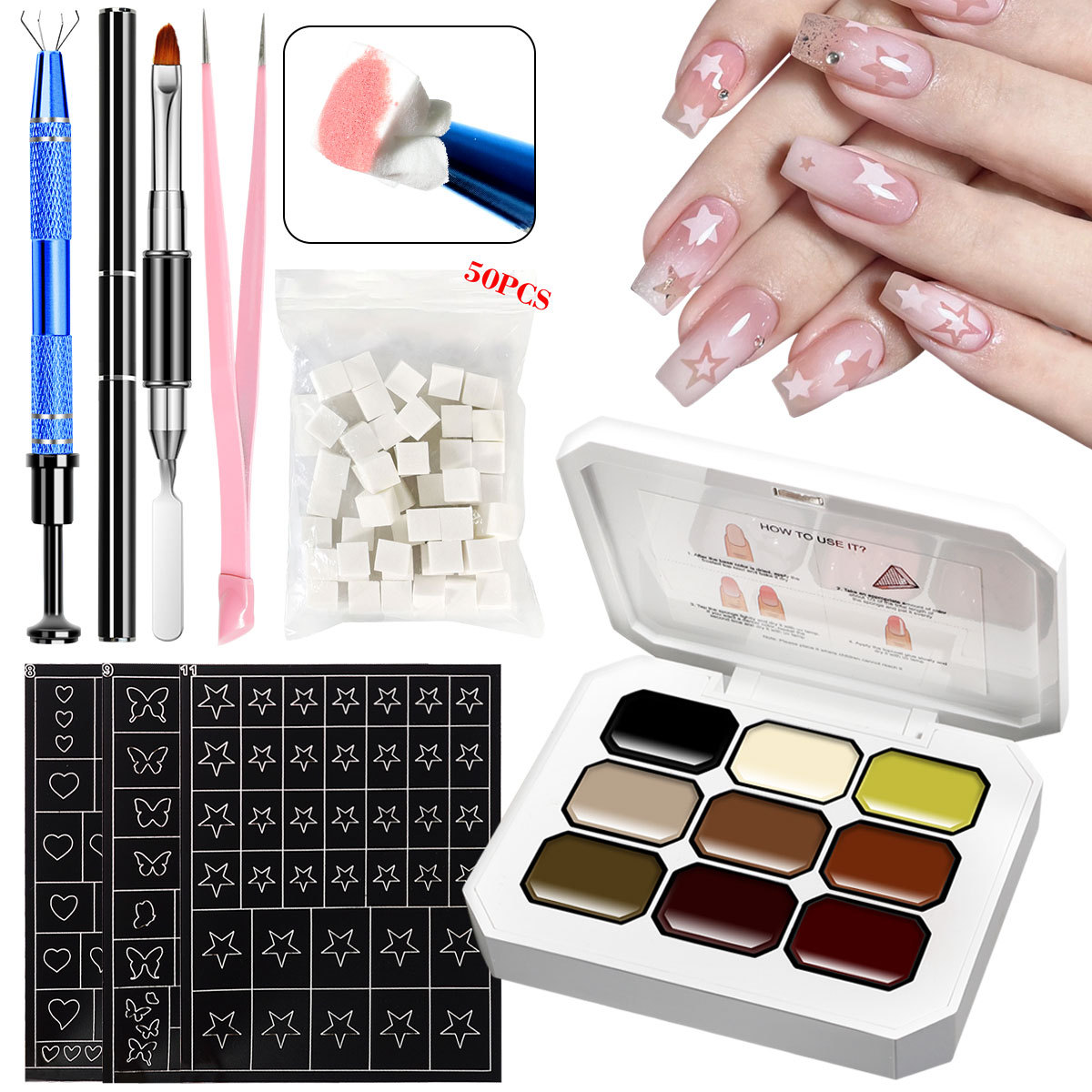 Nuevo Jiugong Ge Flap Face Jacquard 2025, nuevo pegamento de transferencia de uñas en relieve de pintura libre de lavado Aurora