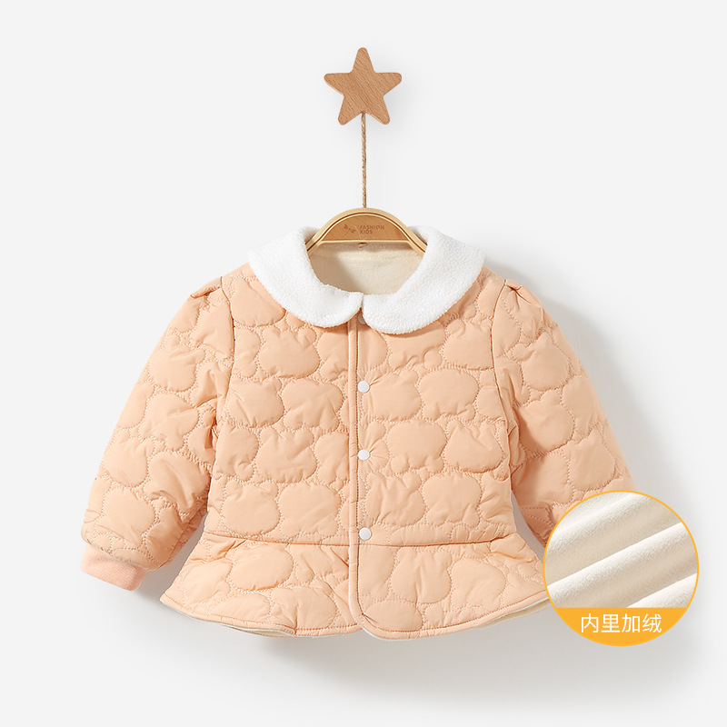 Abrigo de bebé Otoño e Invierno ropa exterior de bebé engrosada ropa de invierno cardigan de las niñas forrado de lana superior caliente ropa de los niños