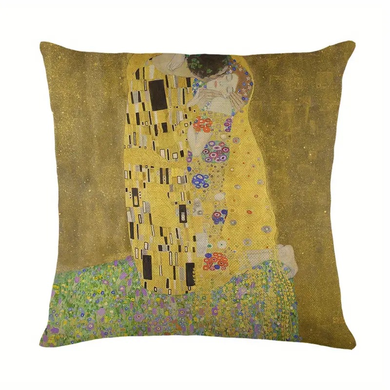 2024 explosión transfronteriza retrógrada impresión de pintura al óleo personajes abrazan funda de almohada impresión de lino amazon mesa de sala de estar bandera dormitorio