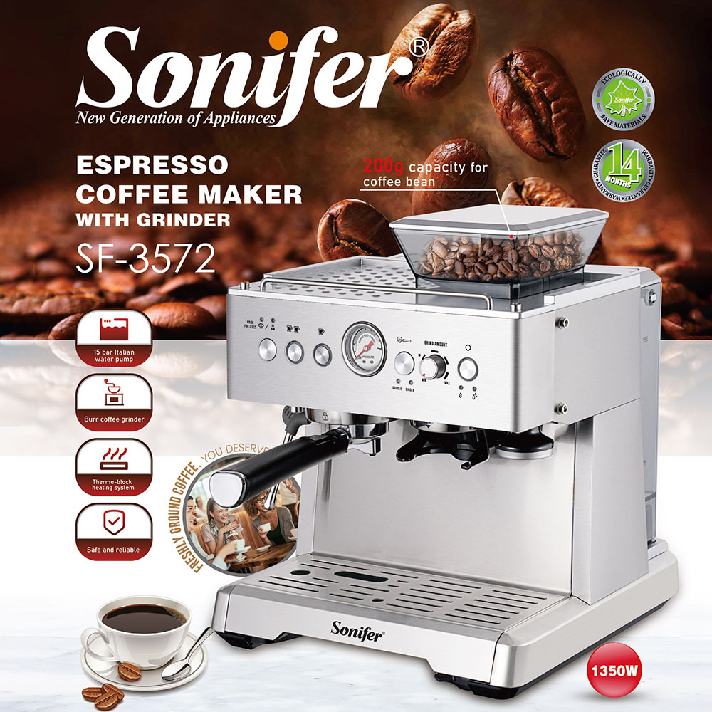 Sonifer transfronterizo hogar molienda integrada cafetera italiana cafetera SF-3572