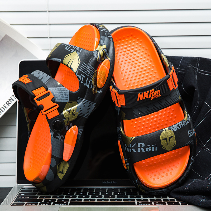 Sandalias de playa para hombres que usan en verano para conducir sandalias de suela gruesa de doble uso para jóvenes deportes de ocio pisando heces sandalias y zapatillas