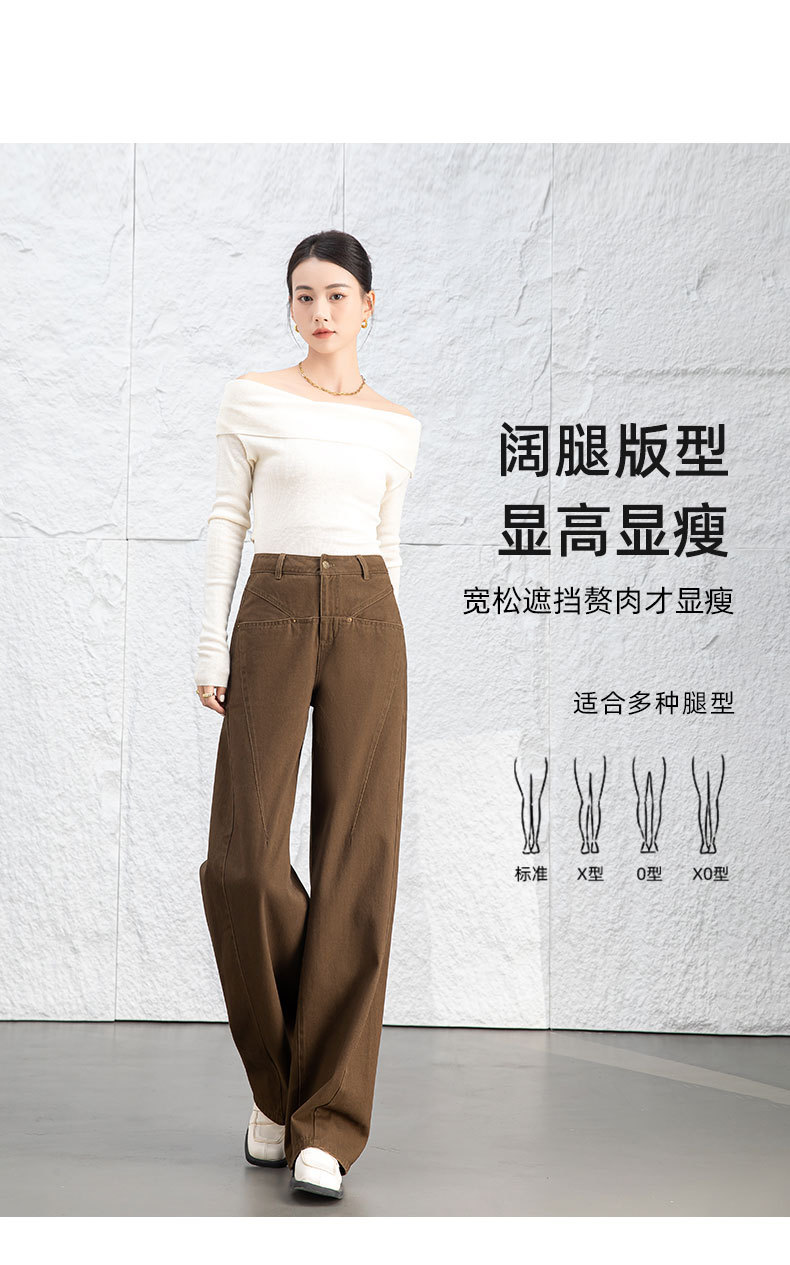 Quần jean nữ ống rộng cạp cao dáng suông chất cotton wash mềm — Màu xám lạnh chi tiết 11