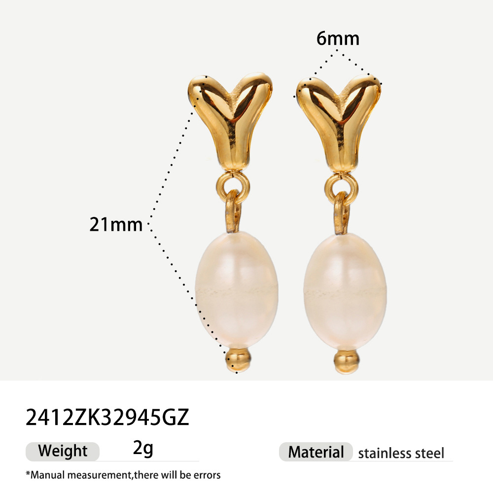 Alta europa y americana de acero inoxidable pendientes de perlas de alta calidad nicho simple joyería de acero de titanio letras pendientes de oro y plata mujeres