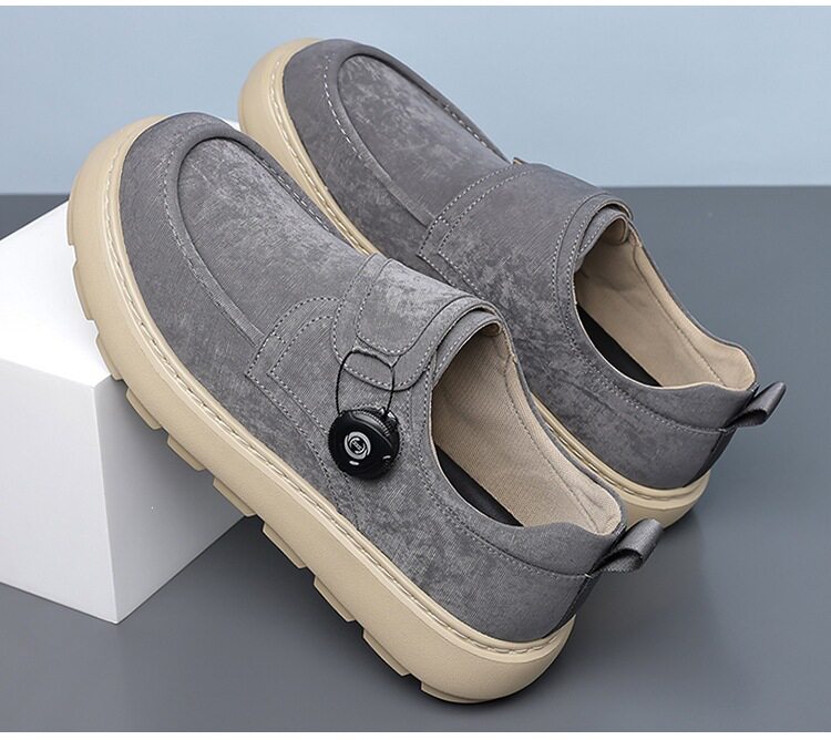 Giày thể thao nam sneaker lưới thoáng khí khóa xoay đế dày — Màu kaki, màu xám, màu đen chi tiết 15