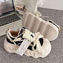 大头松糕厚底面包帆布鞋2025秋季新款高颜值轻便女鞋休闲百搭板鞋