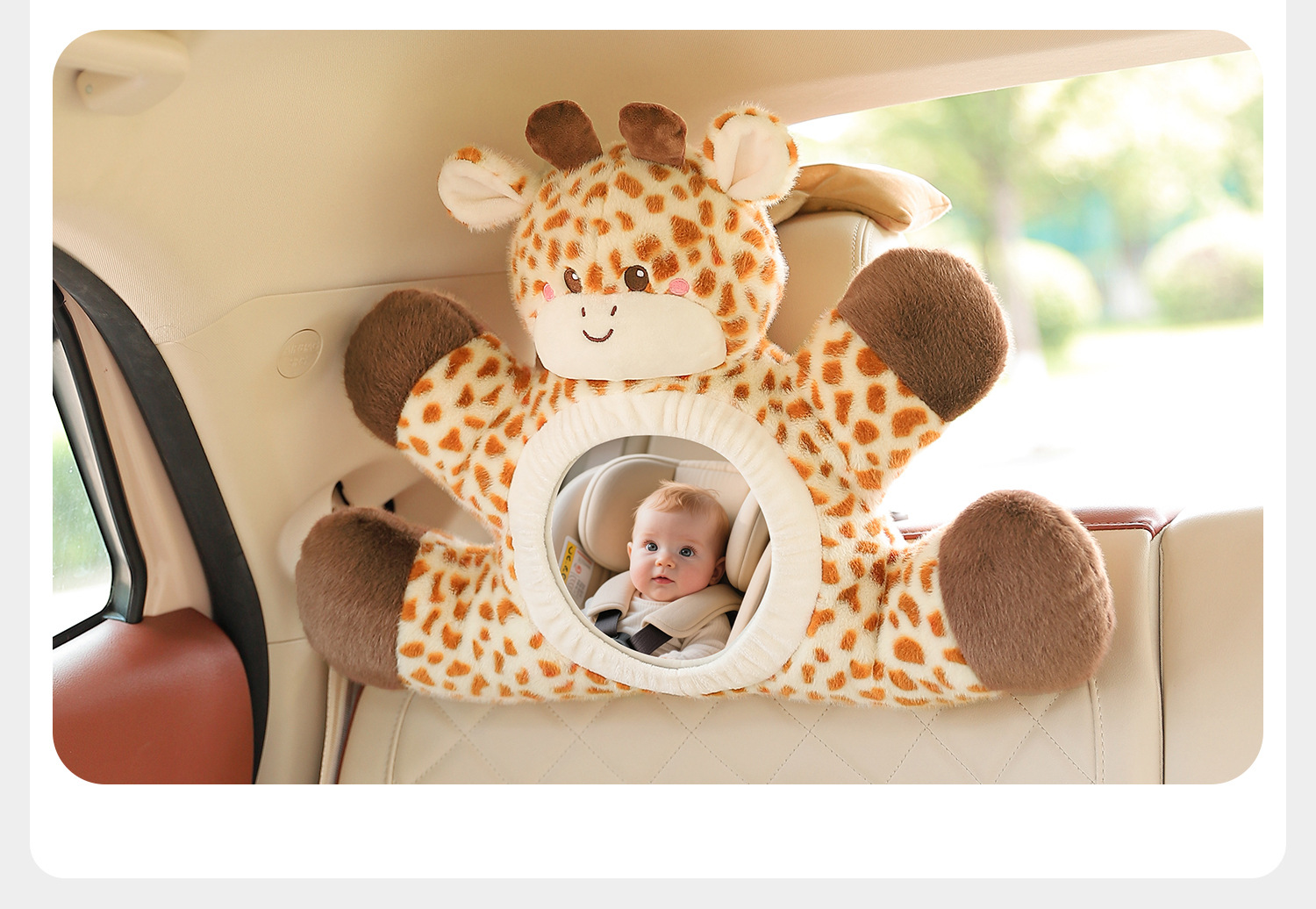 Car Baby Observation Mirror Reflector Car Kids Safety Seat Rearview Mirror Hanging Cute Cartoon Decoration
