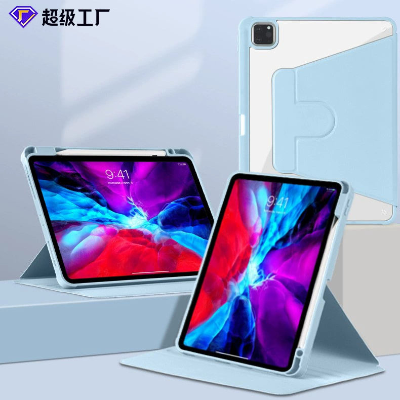 Вращающийся акриловый чехол для iPad 10-го поколения с держателем пера, поворот на 360°, вращающийся кожаный чехол Air4/5Pro 12.9 дюйма