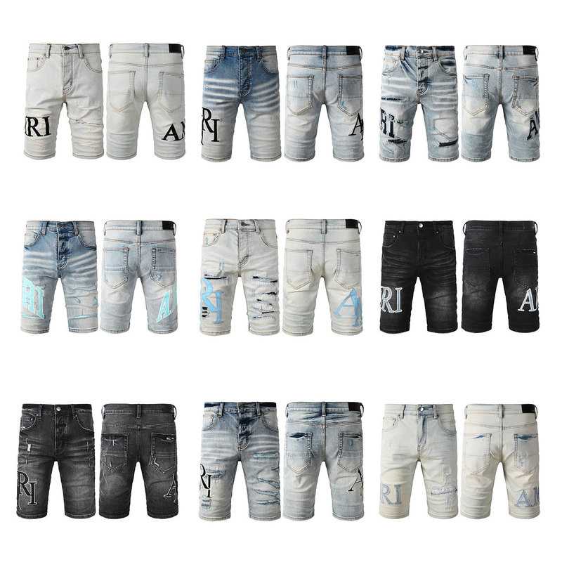 Foreign Trade Cross-Border European and American Trendy Brand Amirili Hiphop Amiri Hip-Hop Distressed Denim Shorts
