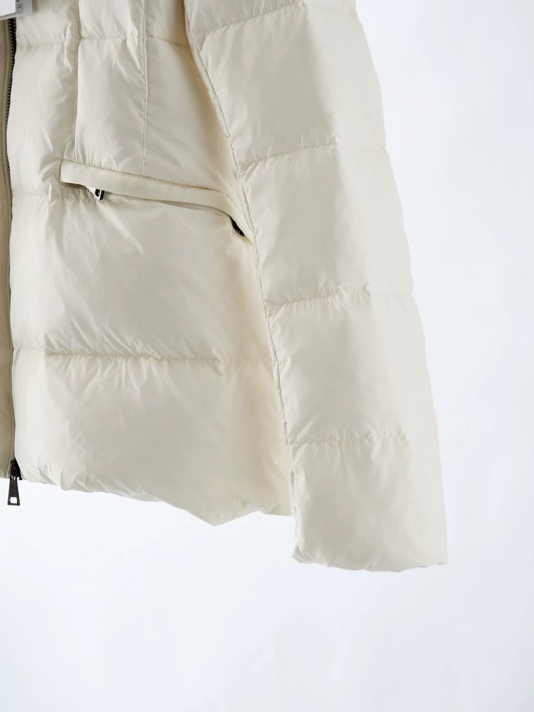 Velvet short down jacket, fitted brace, goose down