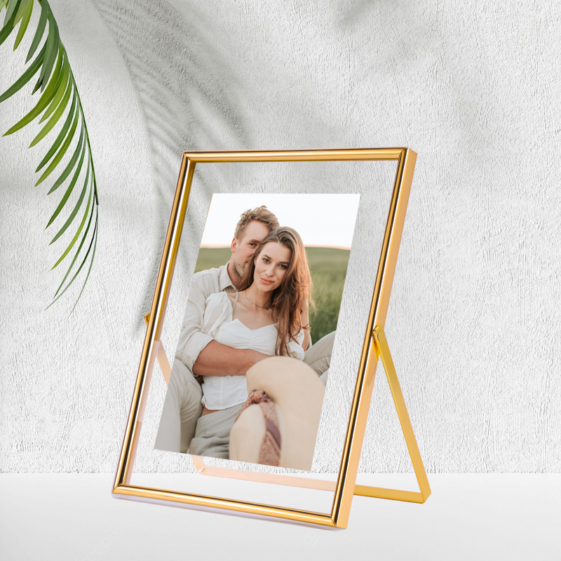 Simple ins Transparent Dried Flower Photo Frame 8-inch U-shaped Metal Table Creative Acrylic Diy Glass Square Ornaments