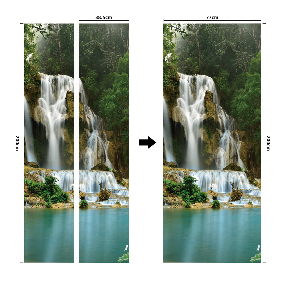 Pegatinas para puertas 3D respetuosas con el medio ambiente, autoadhesivos, fabricantes de origen al por mayor, patrones populares transfronterizos de alta definición, adhesivos para puertas impermeables, a prueba de aceite y antiincrustantes