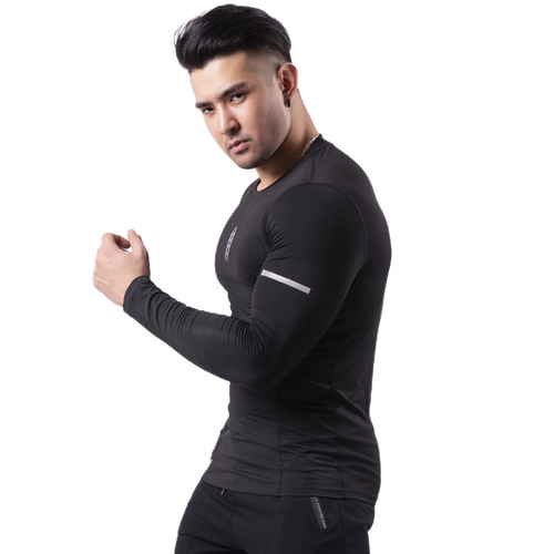 Long-sleeved fitness clothing for men in autumn and winter, tight-fitting quick-drying pro clothing, outdoor training, yoga, running, sweaty sportswear