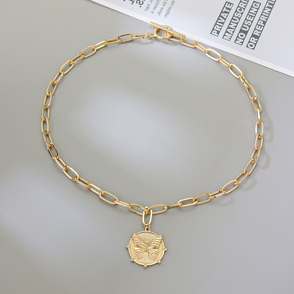 Lina Girl European And American Cross-Border New Jewelry Copper Gold-Plated Butterfly Pendant For Women, Niche High-End Elegant_voghion.com