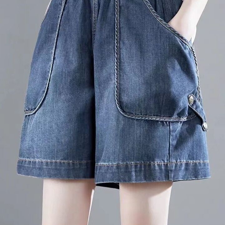 Loose Fit Women's Versatile Wide-Leg Denim Shorts, Summer Shorts, Plus Size, Korean Style, New Slimming Casual Shorts Loose Fit Women's Versatile Wide-Leg Denim Shorts, Summer Shorts, Plus Size, Korean Style, New Slimming Casual Shorts
