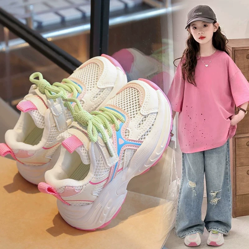 Детские кроссовки весна-лето 2025, новые модные туфли для девочек и мальчиков, универсальные кеды для детей постарше