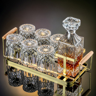 Whiskey Wine Glass Wine Bottle Combination Set Foreign Wine Glass Crystal Glass High-end High-end Wine Ware European Style Household