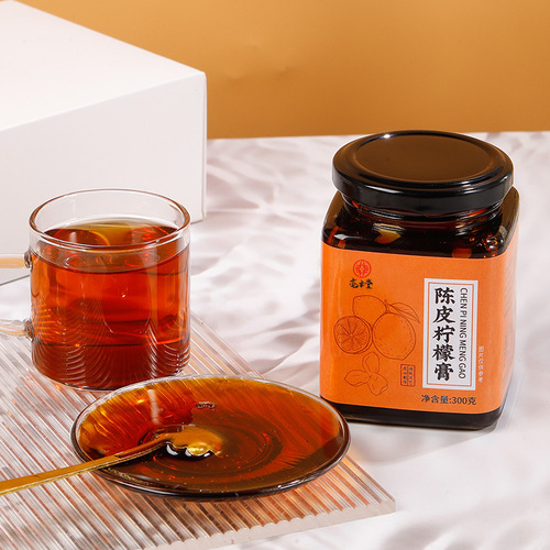 Dried Tangerine Peel Lemon Paste, Golden Orange Steamed Lemon Tea, Dried Tangerine Peel Elderly Rock Sugar Instant Boiled Children's Ointment 300g Ointment Formula