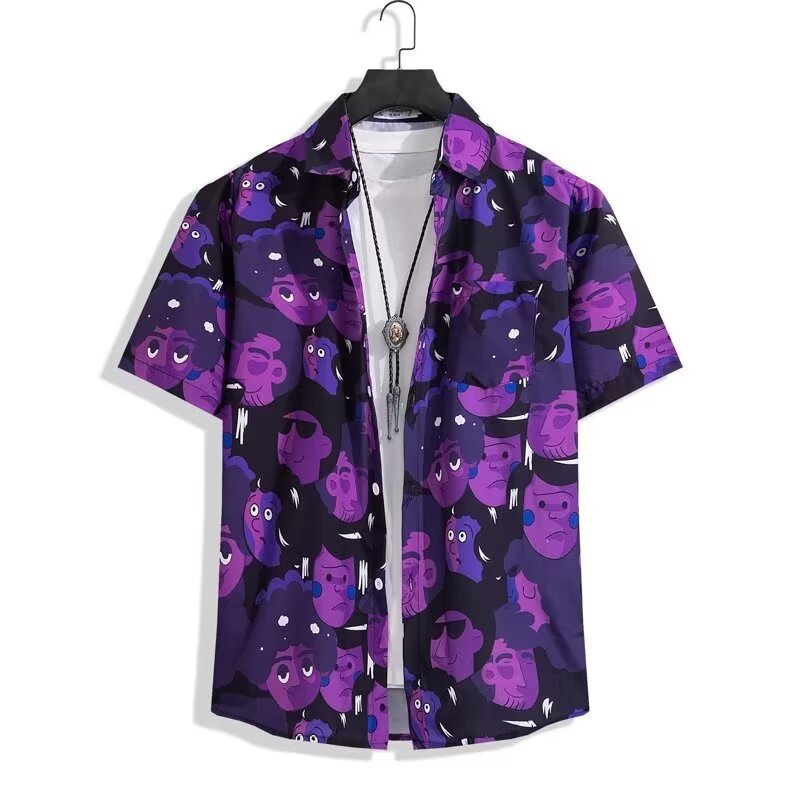 Ensemble chemise et short de plage hawaïen – Tenue décontractée florale pour homme/couple tropical (M-3XL) – Vêtements de vacances d'été légers et respirants_voghion.com