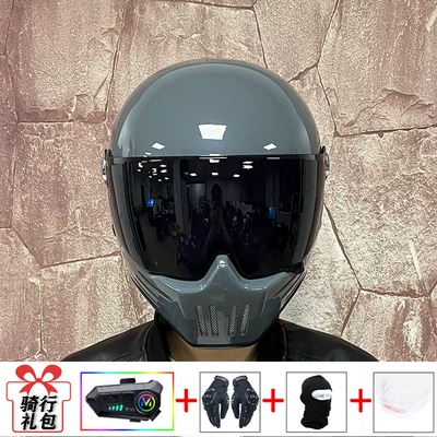 Bluetooth Function, Unisex Rider Cruising – Motosiklet kaskı (dəbilqə) - cement-gray-black-tea-delivery-transparent-mirror-y10-soft-wheat-m